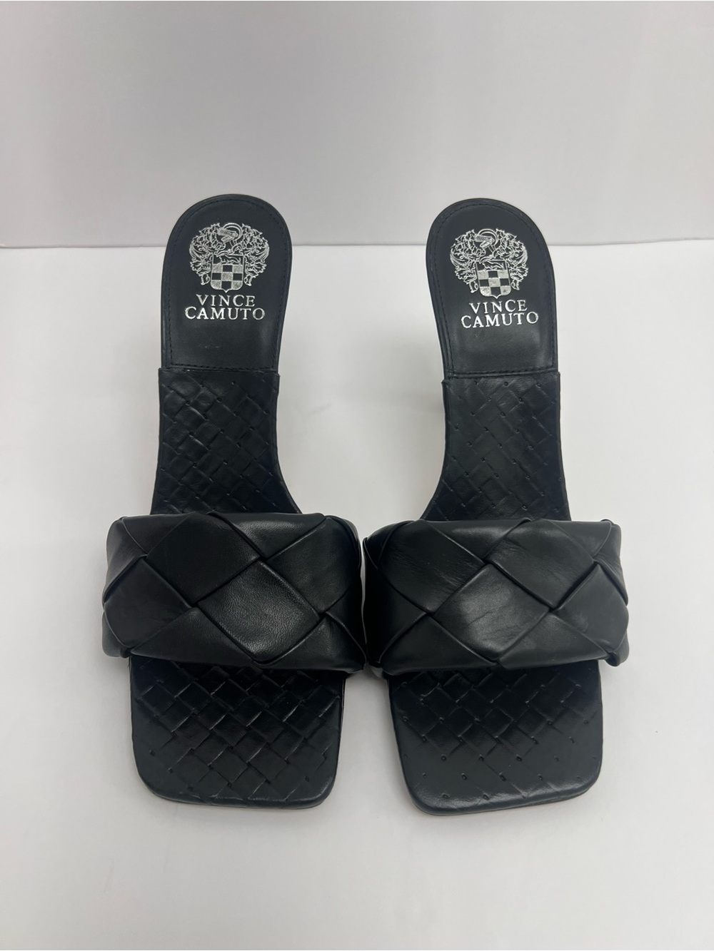 Vince Camuto Black Woven Slide Mules